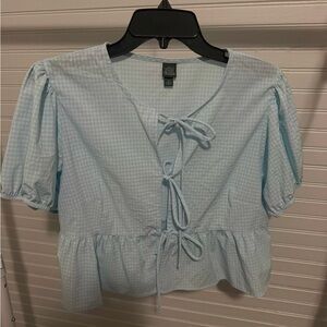 Wild Fable Light Blue Gingham Blouse